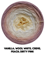 Ombreccino vanilla, wool white, creme, peach, dirty pink