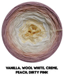Ombreccino vanilla, wool white, creme, peach, dirty pink
