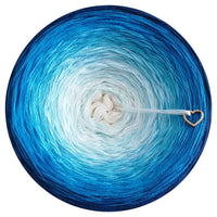 Ombreccino wool white, dragonfly, capri, seablue, midnight blue