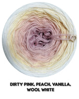 Ombreccino dirty pink, peach, vanilla, wool white