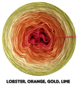 Ombreccino lobster, orange, gold, lime