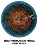 Ombreccino beige, mocha, khaki, petrol, light petrol /Summer Collection