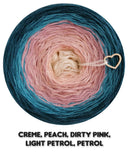 Ombreccino creme, peach, dirty pink, light petrol, petrol /Summer Collection