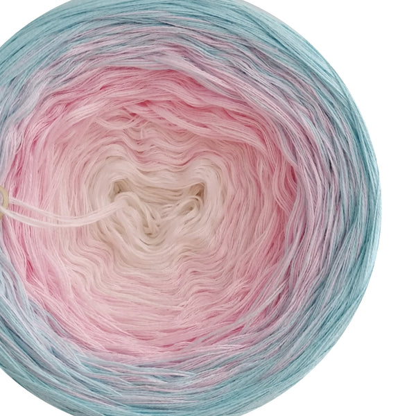 Ombreccino wool white, baby pink, dragonfly