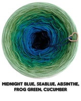 Ombreccino midnight blue, seablue, abs!nthe, frog green, cucumber /Summer Collection
