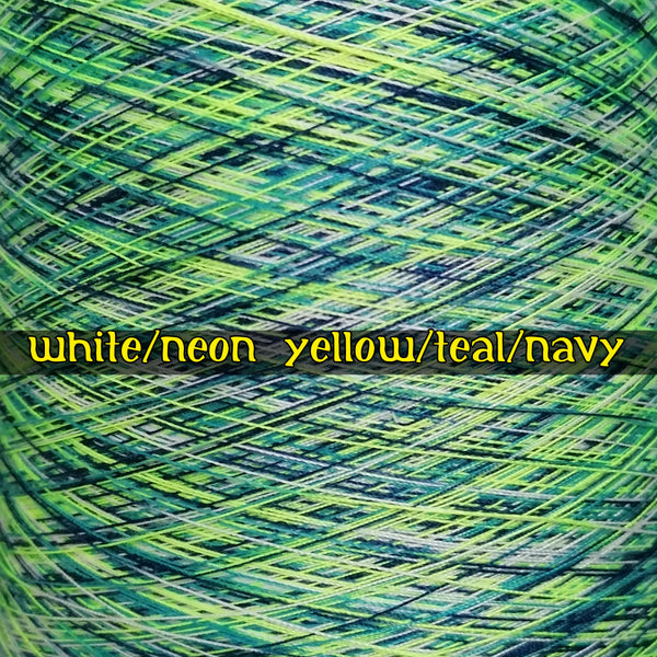 addition of white/neon yellow/teal/navy polyester thread