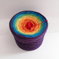 Ombreccino red, orange, gold, frog green, seabblue, purple