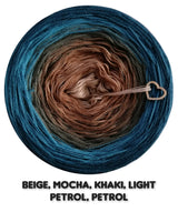 Ombreccino beige, mocha, khaki, light petrol, petrol