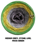 Ombreccino medium grey, stone, lime, frog green