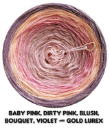 Ombreccino baby pink, dirty pink, blush, bouquet, violet & gold lurex