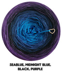 Ombreccino seablue, midnight blue, black, purple