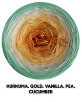Ombreccino kurkuma, gold, vanilla, pea, cucumber