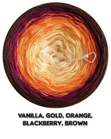 Ombreccino vanilla, gold, orange, blackberry, brown