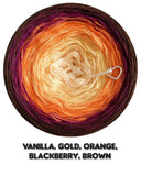 Ombreccino vanilla, gold, orange, blackberry, brown