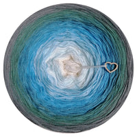 Ombreccino wool white, dragonfly, capri, light petrol, peppermint, medium grey
