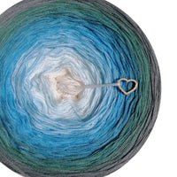 Ombreccino wool white, dragonfly, capri, light petrol, peppermint, medium grey