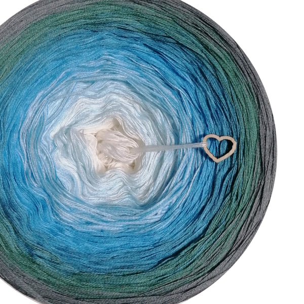 Ombreccino wool white, dragonfly, capri, light petrol, peppermint, medium grey