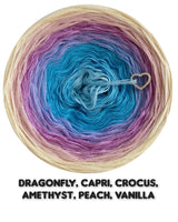 Ombreccino dragonfly, capri, crocus, amethyst, peach, vanilla