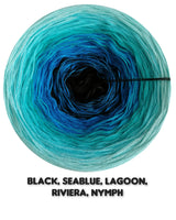 Ombreccino black, seablue, lagoon, riviera, nymph