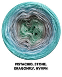 Ombreccino pistachio, stone, dragonfly, nymph