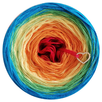 Ombreccino red, orange, gold, frog green, seablue
