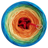 Ombreccino red, orange, gold, frog green, seablue