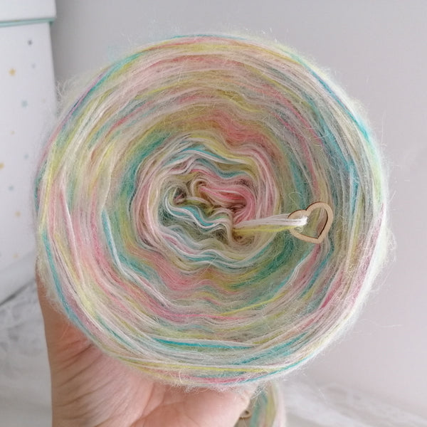 Furryccino 500m - wool white & creme & baby pink plus fluffy thread 2 ...