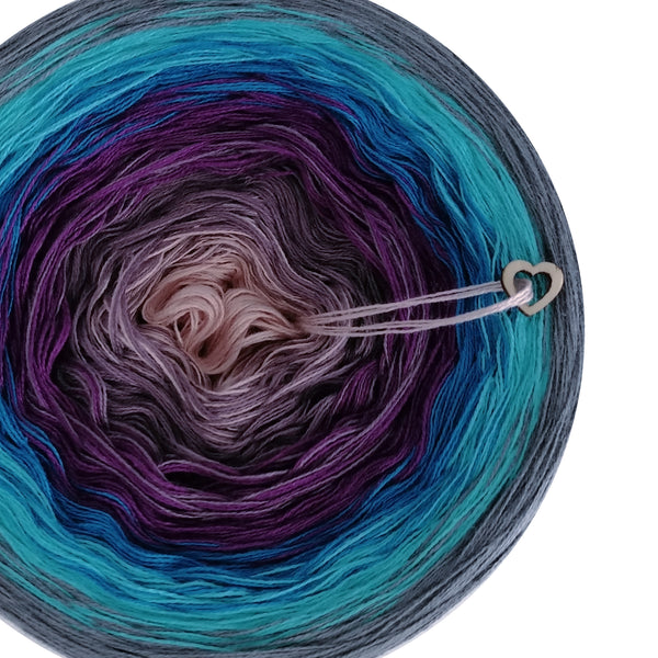 Ombreccino peach, violet, lupine, seablue, riviera, medium grey
