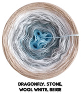 Ombreccino dragonfly, stone, wool white, beige