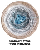 Ombreccino dragonfly, stone, wool white, beige