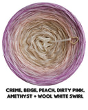 Ombreccino swirl creme, beige, peach, dirty pink, amethyst + wool white