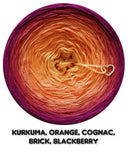 Ombreccino kurkuma, orange, cogn@c, brick, blackberry