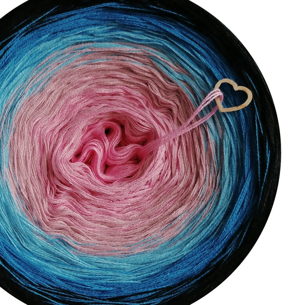 Ombreccino pink, dirty pink, capri, seablue, black