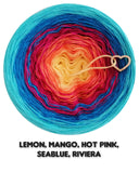 Ombreccino lemon, mango, hot pink, seablue, riviera
