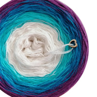 Ombreccino wool white, wool white, riviera, seablue, thistle