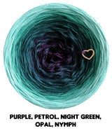 Ombreccino purple, petrol, night green, opal, nymph