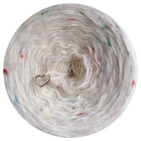 Furryccino 500m - 3 ply creme & 1 ply fluffy mohairy thread with colourful dots