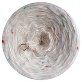 Furryccino 500m - 3 ply creme & 1 ply fluffy mohairy thread with colourful dots