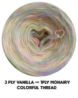 Furryccino 500m - 3ply vanilla & 1 ply fluffy colourful thread