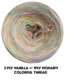 Furryccino 500m - 3ply vanilla & 1 ply fluffy colourful thread