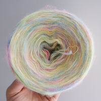 Furryccino 500m - 3ply vanilla & 1 ply fluffy colourful thread