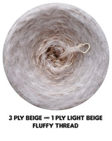 Furryccino 500m - 3 ply beige & 1 ply light beige fluffy thread