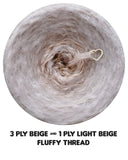 Furryccino 500m - 3 ply beige & 1 ply light beige fluffy thread