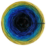 Ombreccino black, midnight blue, lapis, seablue, frog green, lime & colourful lurex