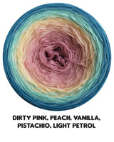 Ombreccino dirty pink, peach, vanilla, pistachio, light petrol