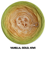 Ombreccino vanilla, gold, kiwi