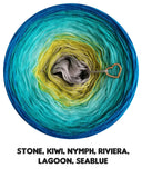 Kamień Ombreccino, kiwi, nimfa, riwiera, laguna, błękit morski