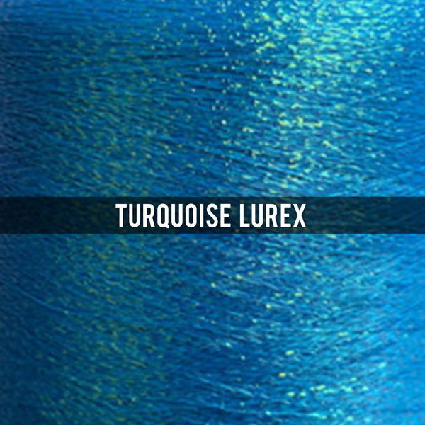 addition of thin turquoise lurex thread