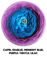 Ombreccino capri, seablue, midnight blue, purple, thistle, lilac