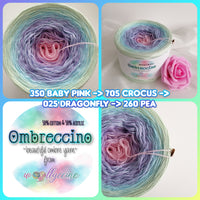 Ombreccino baby pink, crocus, dragonfly, pea